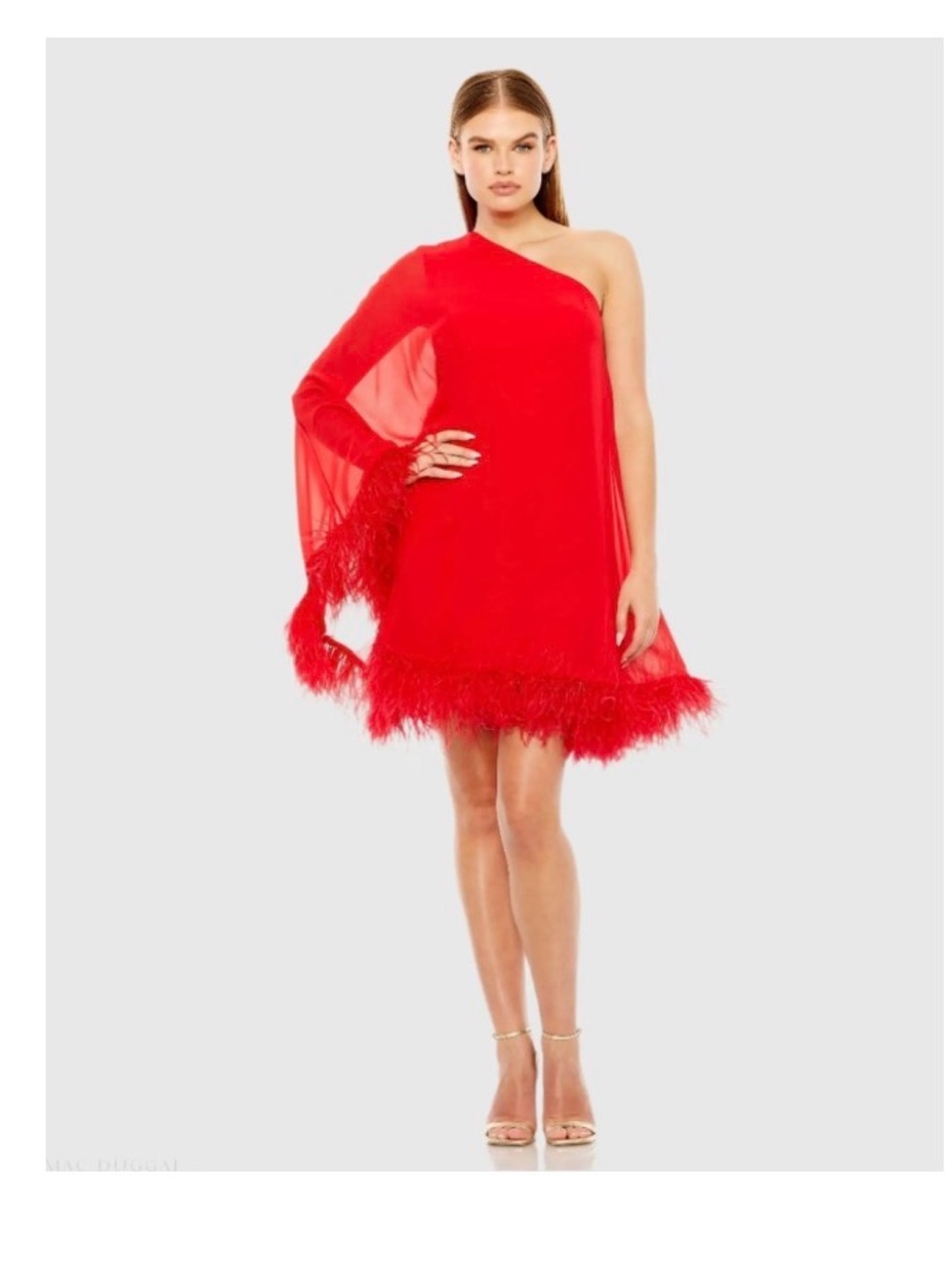 Mac Duggal Red Feather Mini Dress NWT Birthday Bachelorette Vegas Glam Size 6